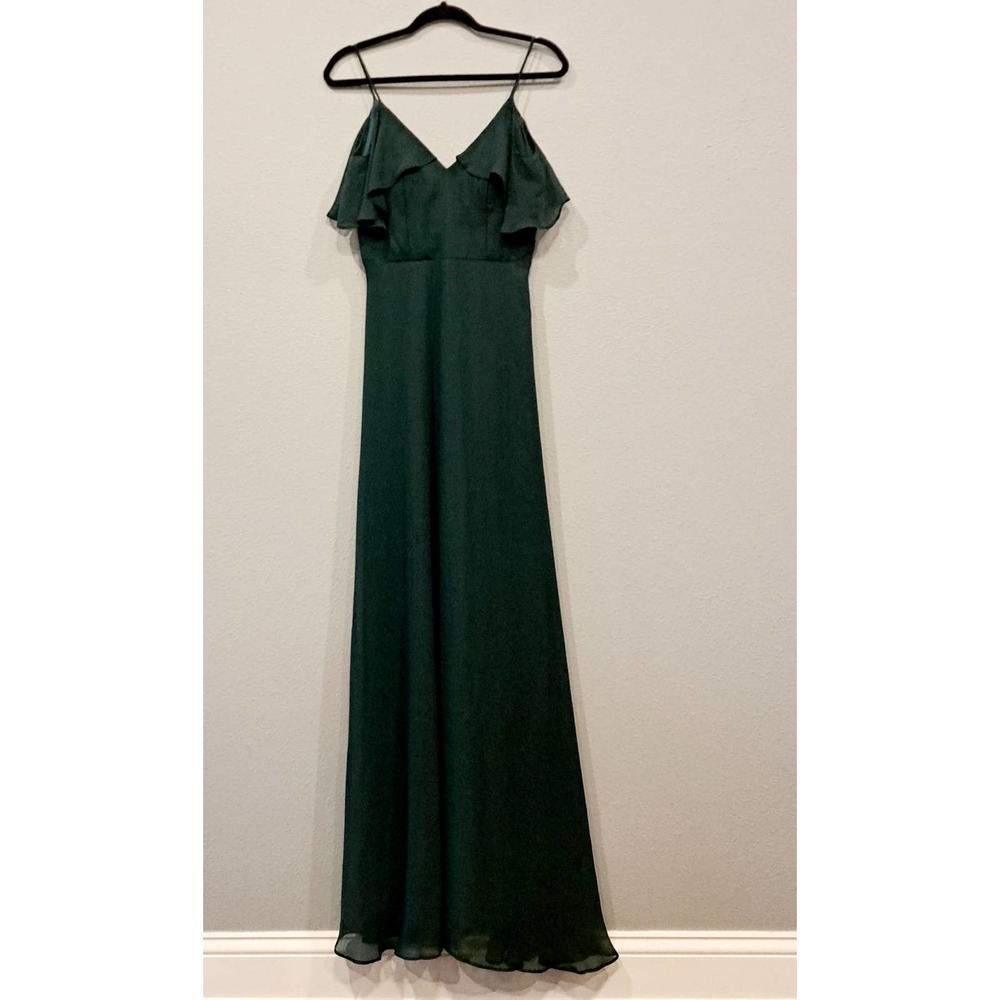Eva small chiffon with satin lining dark green formal dress